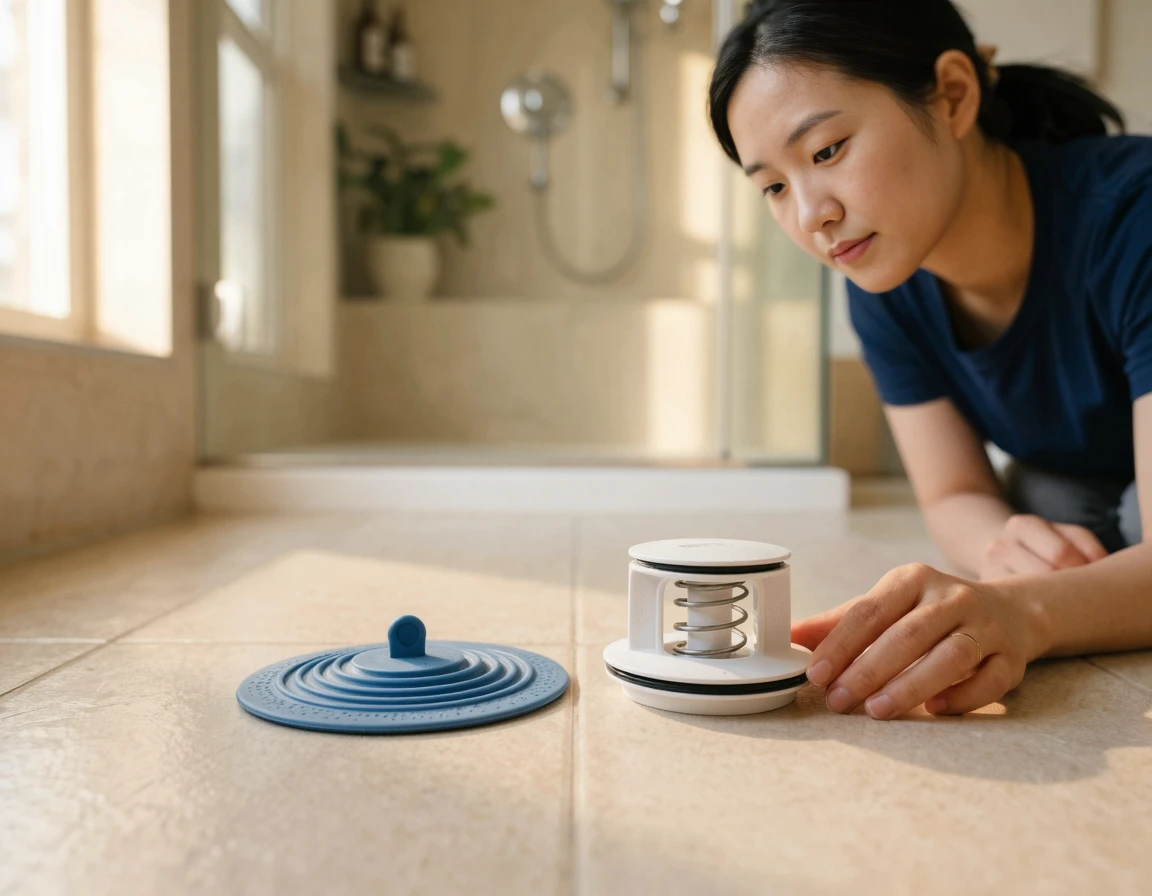 실리콘 마개와 플라스틱 자동 개폐형 트랩 비교