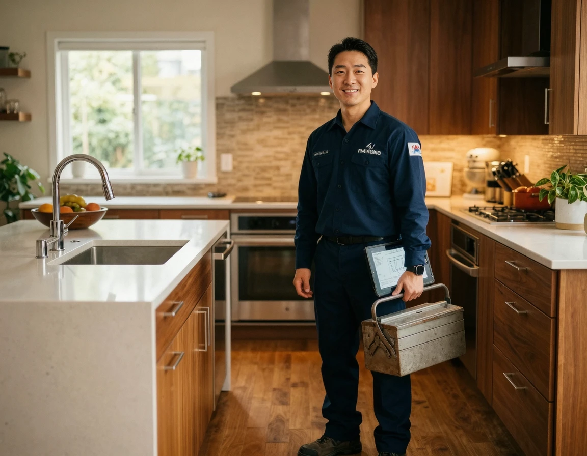 깔끔한 유니폼을 입은 배관 전문가