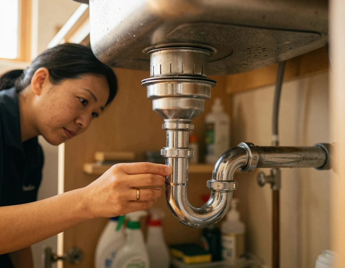 물이 고여 악취를 막아주는 주방 싱크대 수봉식 트랩