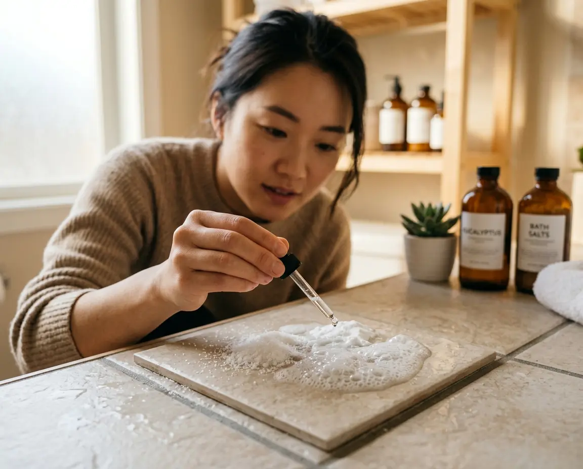 베이킹소다와 구연산이 만나 거품이 나는 모습