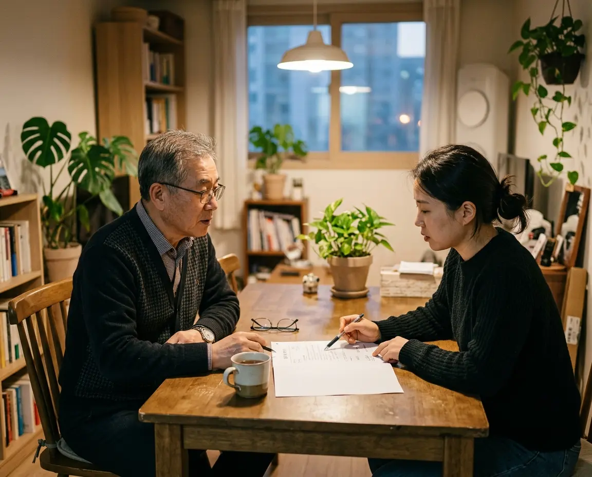 하수구 수리 비용을 논의하는 집주인과 세입자